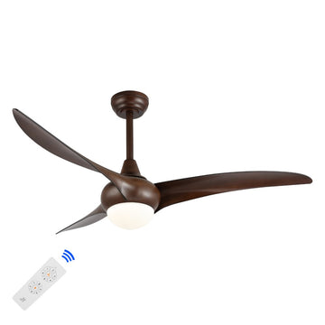 Aviator 52" Coastal Vintage Iron/Plastic Mobile-App/Remote-Controlled 6-Speed Retro Swirl Integrated LED Ceiling Fan